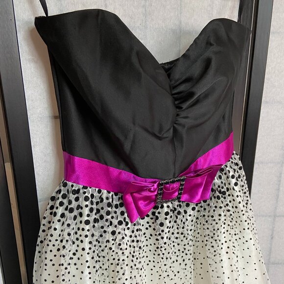 Gunne Sax Strapless Tulle Net Ballet Sweetheart Neck Sparkle Dress Bow Waist 7 - Picture 4 of 15